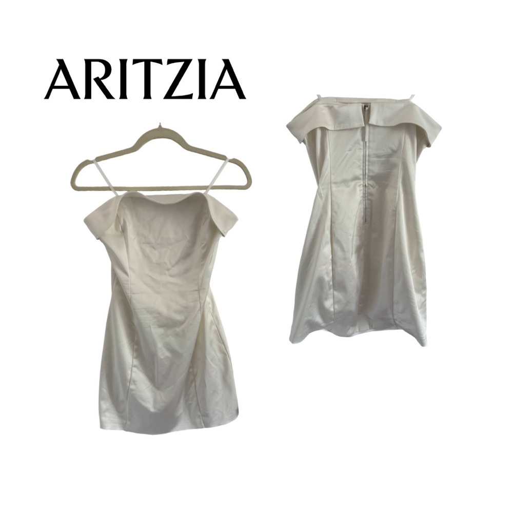 Aritzia White Satin Strapless Mini Dress